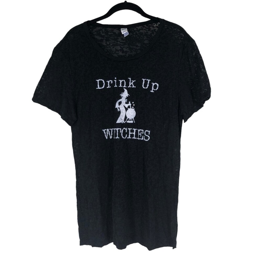 "Drink Up Witches" Hocus Pocus Brew T-Shirt; Cauldron, Halloween, Graphic Tee XL